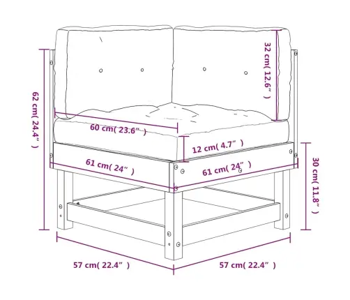 Stūra Dīvāns Ar Matračiem, Duglasa Egles Masīvkoks Vidaxl