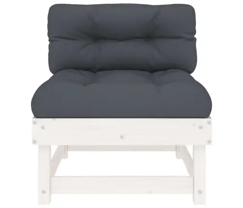 Vidējais Dīvāns Ar Matračiem, Balts Priedes Masīvkoks Vidaxl