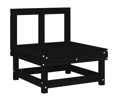 Vidējais Dīvāns Ar Matračiem, Melns Priedes Masīvkoks Vidaxl