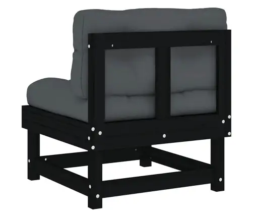 Vidējais Dīvāns Ar Matračiem, Melns Priedes Masīvkoks Vidaxl