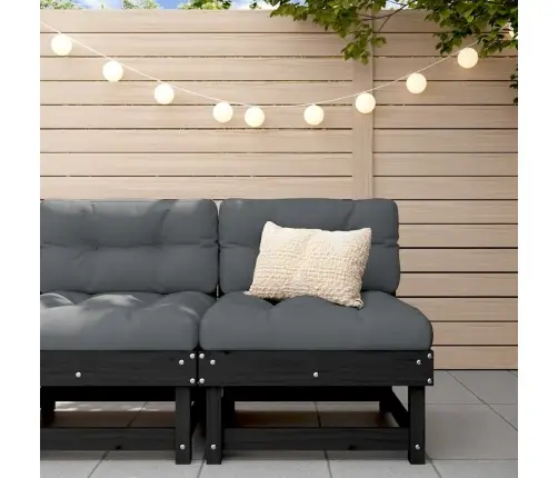 Vidējais Dīvāns Ar Matračiem, Melns Priedes Masīvkoks Vidaxl