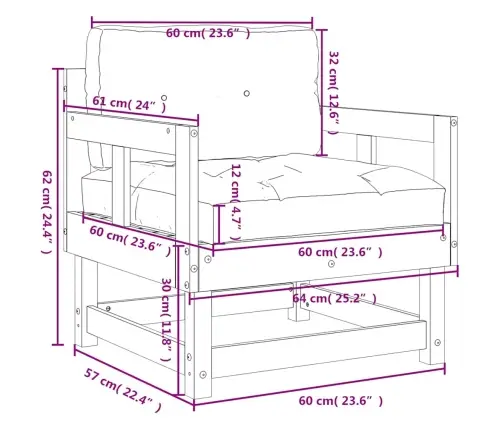 Dārza Krēsli Ar Matračiem, 2 Gab., Balts Priedes Masīvkoks Vidaxl