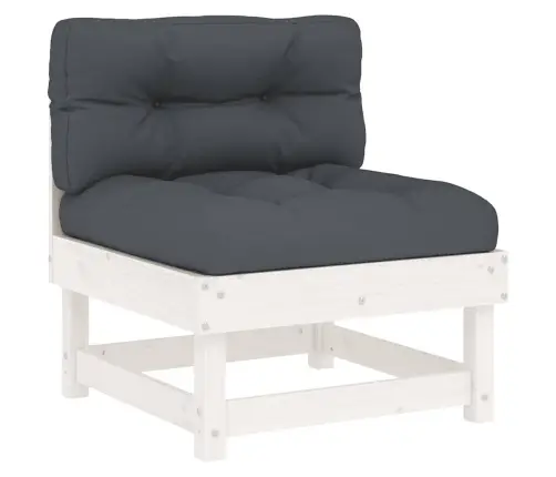 Vidurinės Sofos Dalys Su Pagalvėlėmis, 2Vnt., Baltos, Pušis Vidurinės Sofos Dalys Su Pagalvėlėmis, 2Vnt., Baltos, Pušis