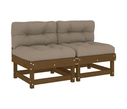 Vidējie Dīvāni Ar Matračiem, 2 Gab., Medus Brūns Priedes Koks Vidaxl
