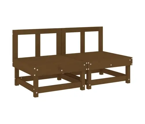 Vidējie Dīvāni Ar Matračiem, 2 Gab., Medus Brūns Priedes Koks Vidaxl