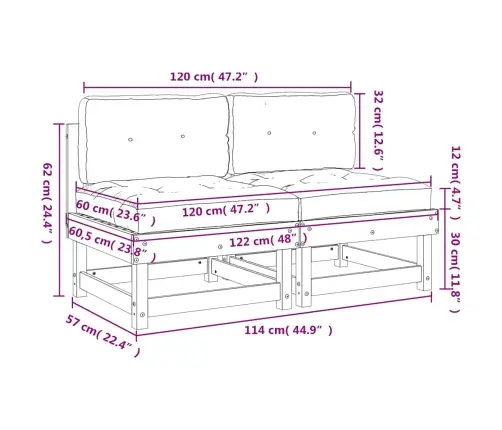 Vidējie Dīvāni Ar Matračiem, 2 Gab., Medus Brūns Priedes Koks Vidaxl