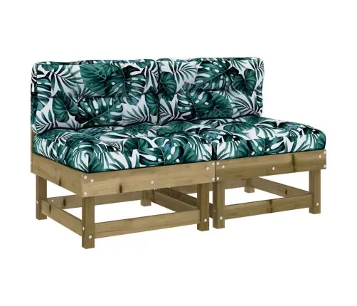 Keskmised Diivaniosad Patjadega 2 Tk, Immutatud Männipuit