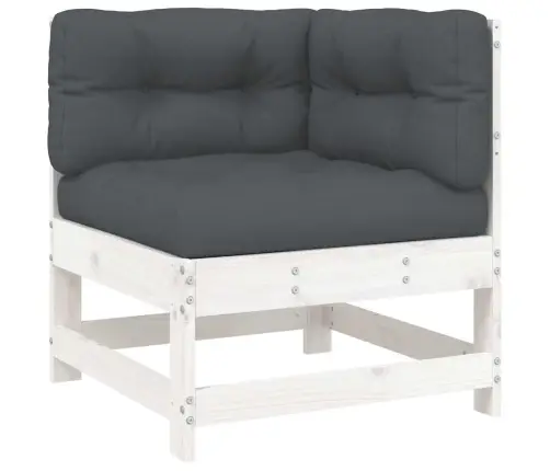 Stūra Dīvāns Ar Matračiem, Balts Priedes Masīvkoks Vidaxl