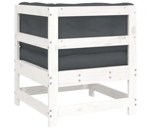 Stūra Dīvāns Ar Matračiem, Balts Priedes Masīvkoks Vidaxl