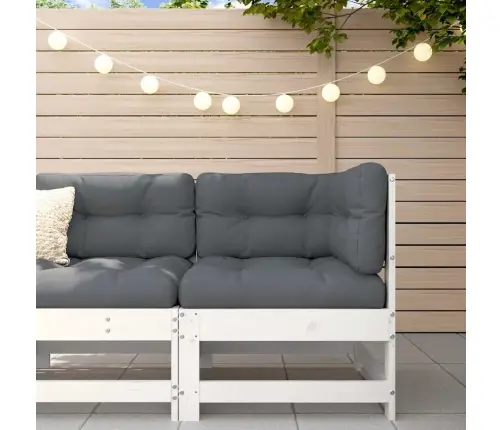 Stūra Dīvāns Ar Matračiem, Balts Priedes Masīvkoks Vidaxl