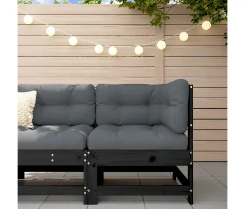 Kampinė Sofos Dalis Su Pagalvėlėmis, Juoda, Pušies Masyvas Kampinė Sofos Dalis Su Pagalvėlėmis, Juoda, Pušies Masyvas