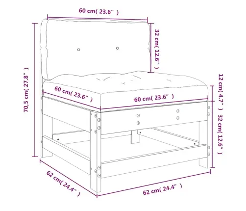 Vidurinė Sofos Dalis Su Pagalvėlėmis, Pušies Medienos Masyvas