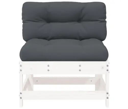 Vidurinė Sofos Dalis Su Pagalvėlėmis, Balta, Pušies Masyvas