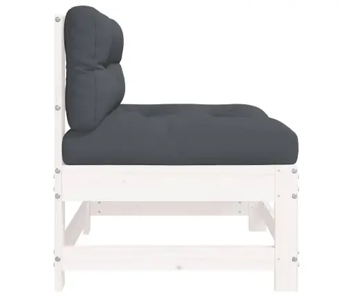 Vidurinė Sofos Dalis Su Pagalvėlėmis, Balta, Pušies Masyvas