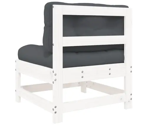 Vidurinė Sofos Dalis Su Pagalvėlėmis, Balta, Pušies Masyvas