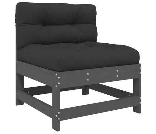 Vidējais Dīvāns Ar Matračiem, Pelēks Priedes Masīvkoks Vidaxl