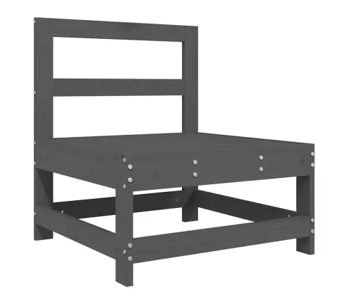 Vidējais Dīvāns Ar Matračiem, Pelēks Priedes Masīvkoks Vidaxl