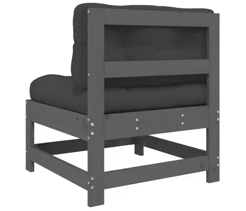 Vidējais Dīvāns Ar Matračiem, Pelēks Priedes Masīvkoks Vidaxl