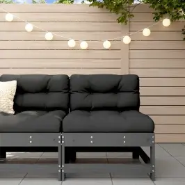 Vidējais Dīvāns Ar Matračiem, Pelēks Priedes Masīvkoks Vidaxl