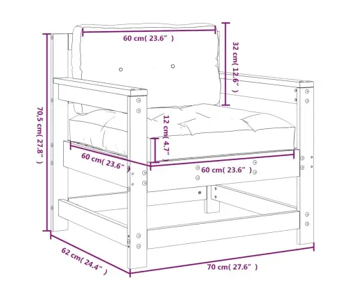 Dārza Krēsli Ar Matračiem, 2 Gab., Balts Priedes Masīvkoks Vidaxl