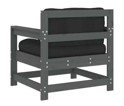 Dārza Krēsli Ar Matračiem, 2 Gab., Pelēks Priedes Masīvkoks Vidaxl