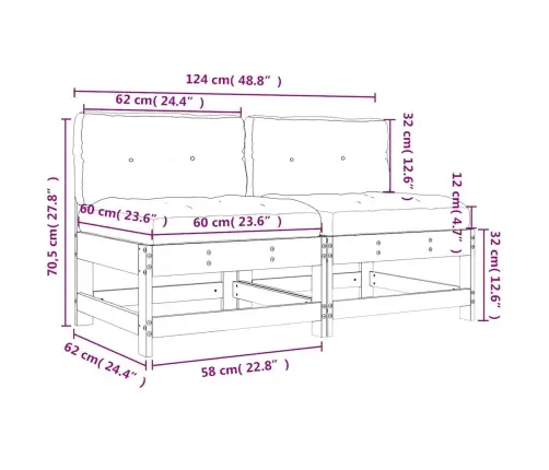 Keskmised Diivaniosad Patjadega 2 Tk, Ebatsuuga Puit