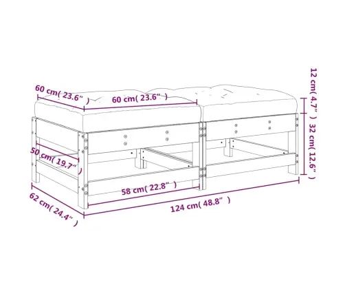 Dārza Soliņi Ar Matračiem, 2 Gab., Pelēks Priedes Masīvkoks Vidaxl