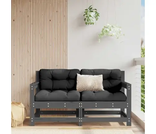 Sodo Kėdės Su Pagalvėlėmis, 2Vnt., Pilkos, Pušies Masyvas