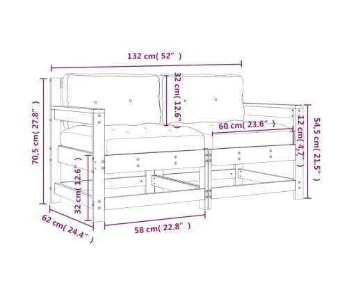 Sodo Kėdės Su Pagalvėlėmis, 2Vnt., Douglas Eglės Masyvas Sodo Kėdės Su Pagalvėlėmis, 2Vnt., Douglas Eglės Masyvas