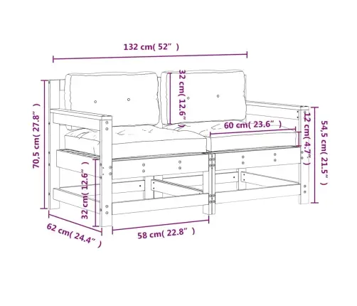 Dārza Krēsli Ar Matračiem, 2 Gab., Impregnēts Priedes Koks Vidaxl