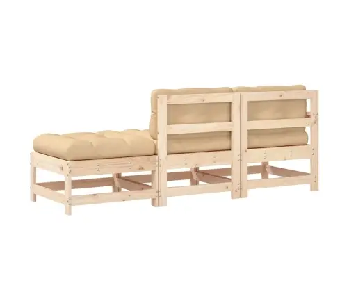 3-Daļīgs Dārza Atpūtas Mēbeļu Komplekts Ar Matračiem, Masīvkoks Vidaxl