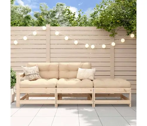 3-Daļīgs Dārza Atpūtas Mēbeļu Komplekts Ar Matračiem, Masīvkoks Vidaxl