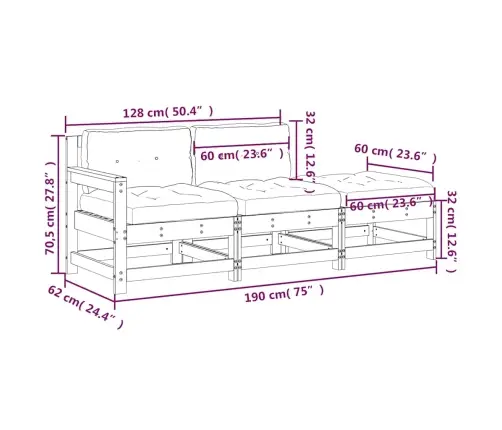 Sodo Komplektas Su Pagalvėlėmis, 3 Dalių, Baltas, Mediena