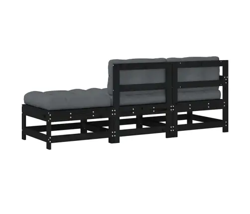 Sodo Komplektas Su Pagalvėlėmis, 3 Dalių, Juodas, Mediena