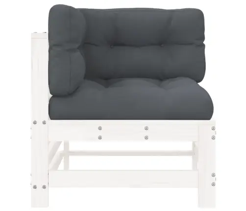 Stūra Dīvāns Ar Matračiem, Balts Priedes Masīvkoks Vidaxl