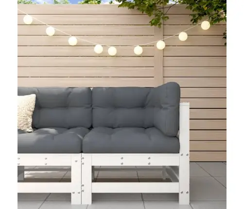 Stūra Dīvāns Ar Matračiem, Balts Priedes Masīvkoks Vidaxl