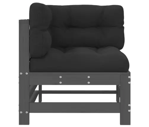 Kampinė Sofos Dalis Su Pagalvėlėmis, Pilka, Pušies Masyvas