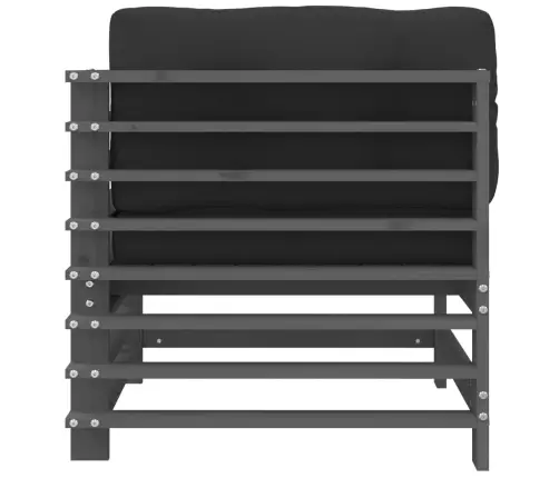 Kampinė Sofos Dalis Su Pagalvėlėmis, Pilka, Pušies Masyvas