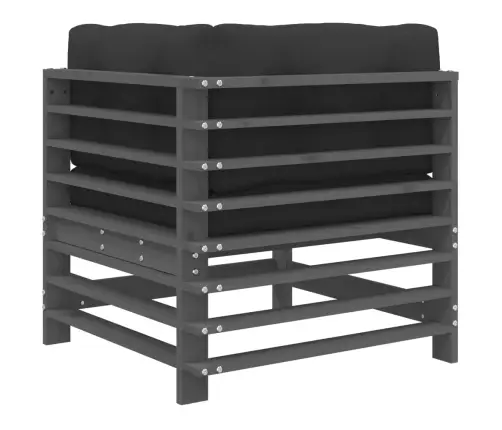 Kampinė Sofos Dalis Su Pagalvėlėmis, Pilka, Pušies Masyvas