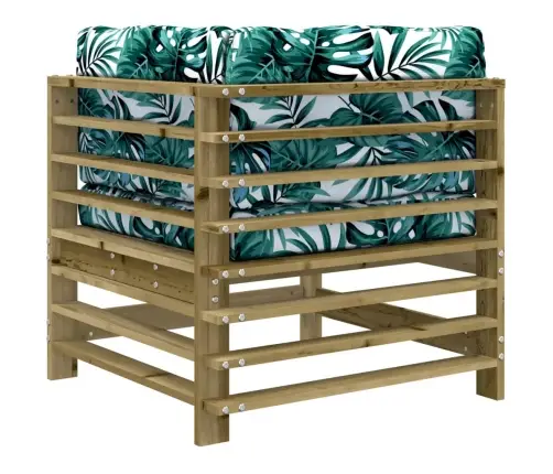 Stūra Dīvāns Ar Matračiem, Impregnēts Priedes Koks Vidaxl