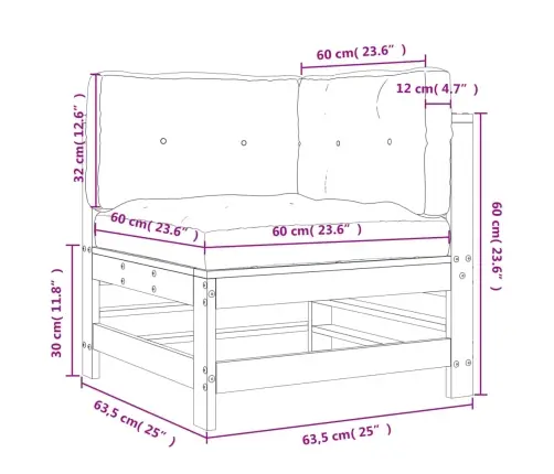 Stūra Dīvāns Ar Matračiem, Impregnēts Priedes Koks Vidaxl