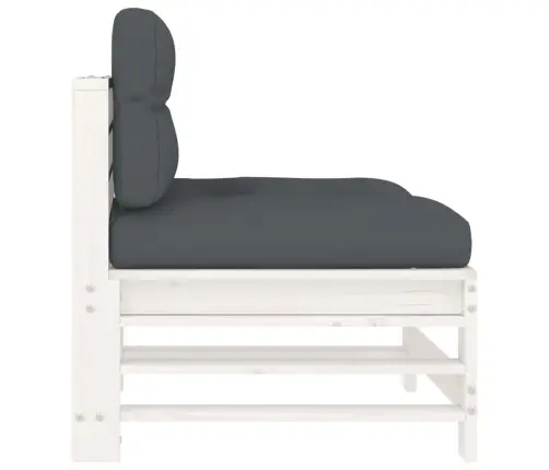 Vidējais Dīvāns Ar Matračiem, Balts Priedes Masīvkoks Vidaxl