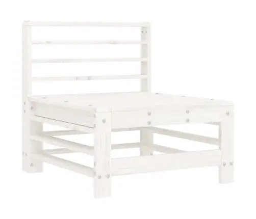 Vidējais Dīvāns Ar Matračiem, Balts Priedes Masīvkoks Vidaxl