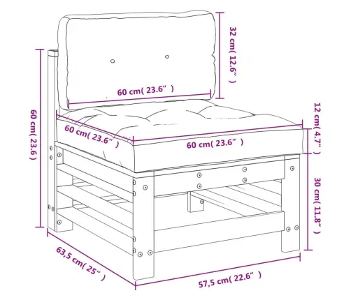 Keskmine Diivaniosa Patjadega, Immutatud Männipuit
