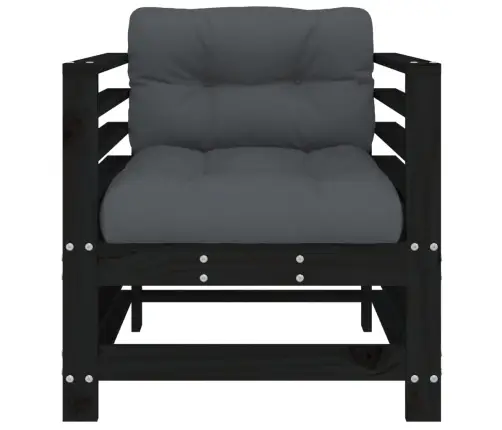Dārza Krēsli Ar Matračiem, 2 Gab., Melns Priedes Masīvkoks Vidaxl