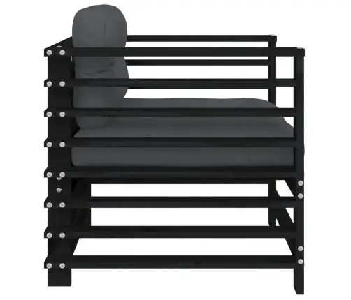 Dārza Krēsli Ar Matračiem, 2 Gab., Melns Priedes Masīvkoks Vidaxl