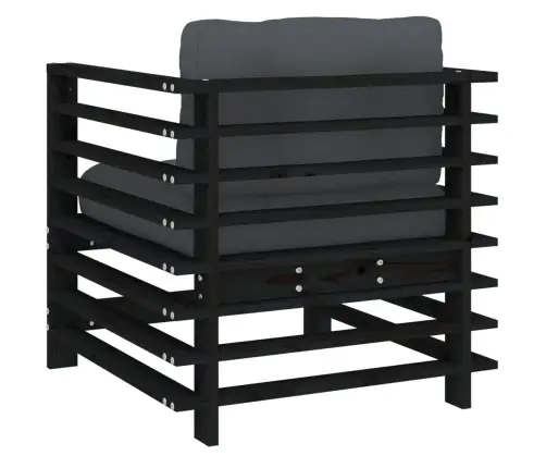 Dārza Krēsli Ar Matračiem, 2 Gab., Melns Priedes Masīvkoks Vidaxl