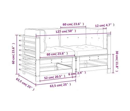 Stūra Dīvāni Ar Matračiem, 2 Gab., Impregnēts Priedes Koks Vidaxl