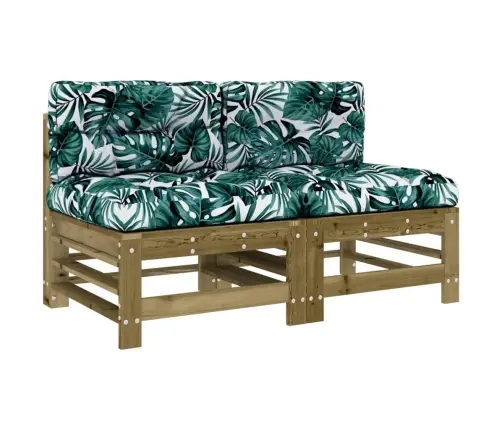 Vidējie Dīvāni Ar Matračiem, 2 Gab., Impregnēts Priedes Koks Vidaxl