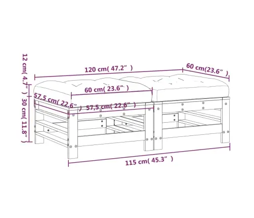 Sodo Pakojos Su Pagalvėlėmis, 2Vnt., Baltos, Pušies Masyvas
